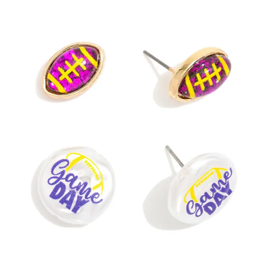 Evie 2 Set Football Earrings