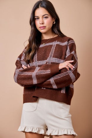 Maple Plaid Sweater Top