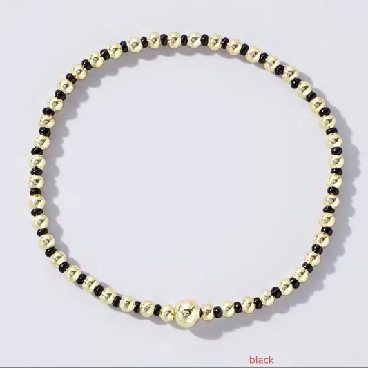 Avery Boho Black Beaded Bracelet