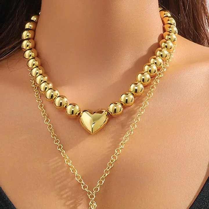 Avery Puffy Heart Ball Chain Necklace