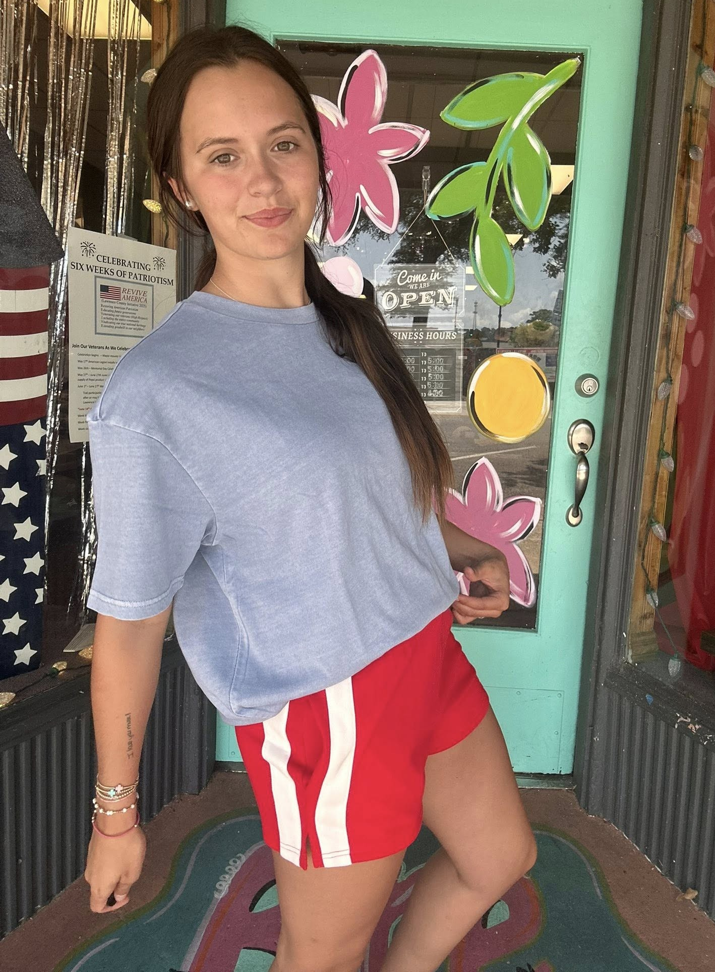 Katie Red Stripe Cloth Shorts